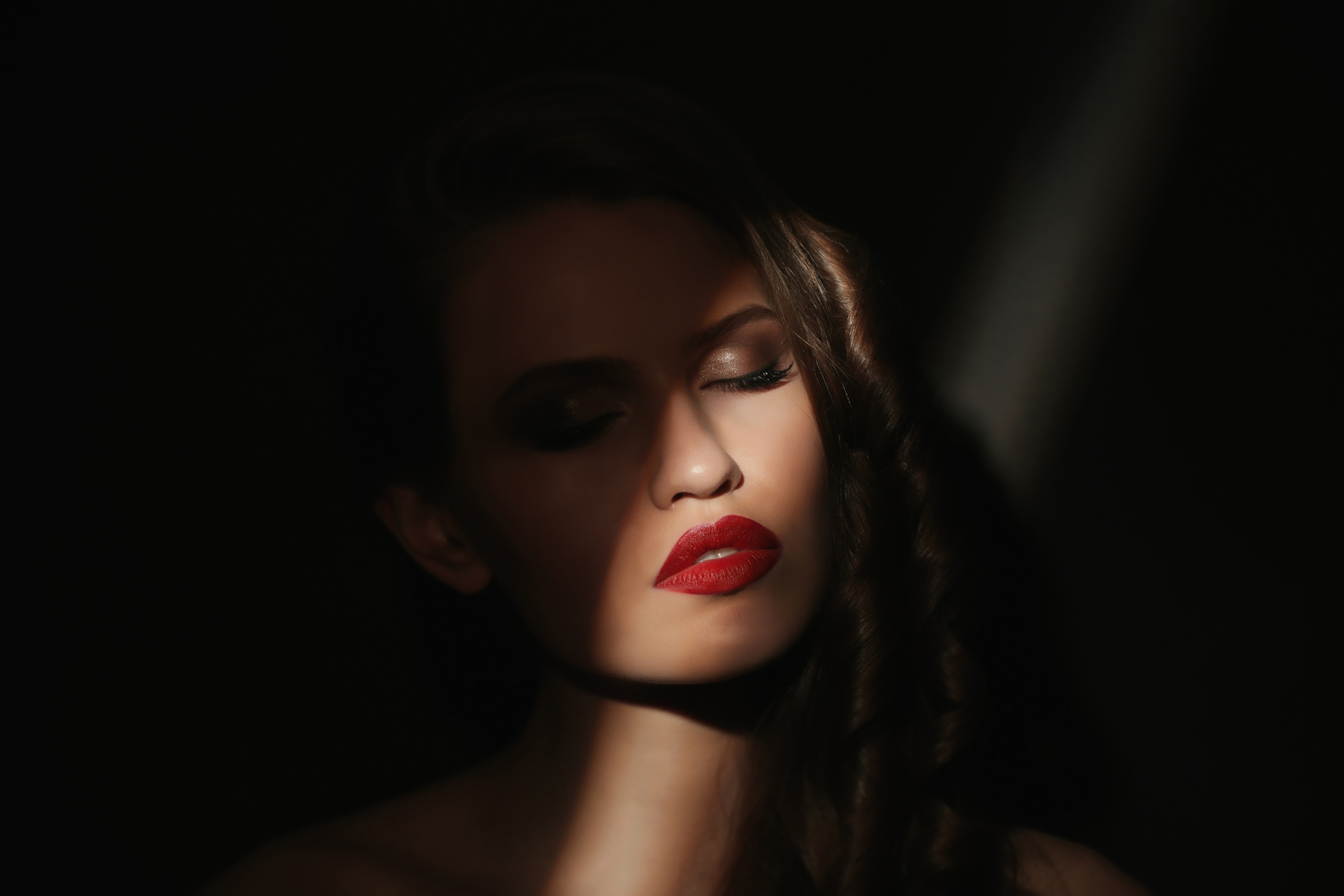 Beautiful Woman on Dark Background